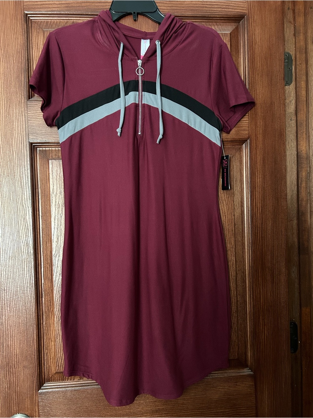 No Boundaries Wine and Black Colorblock Dress with Silver Accent